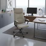 ألفا كرسي مكتب جلد بيج بمسند ظهر عالي وودي