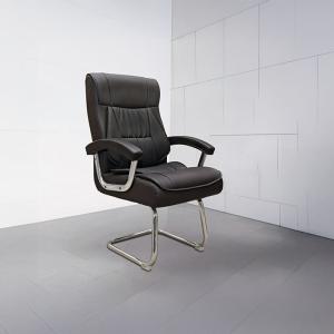 كرسي مكتب جلد ثابت أسود وودي