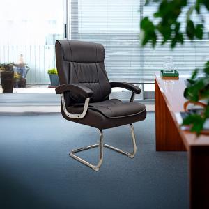 كرسي مكتب ثابت جلد بني وودي