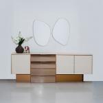 أكورسا كونسول مع مرآة كريمي 4 أدراج وودي