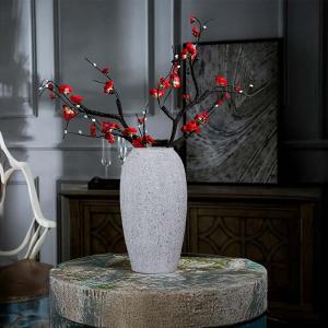 فازة زهور سيراميك فخمة وكبيرة لون رصاصي وودي