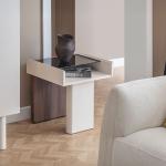 بونتي طاولة جانبية كريمي وودي