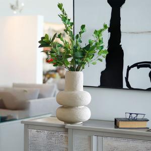 فازة سيراميك بوهيمي بيج متدرجة وودي