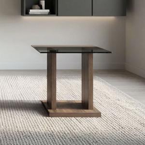 بيتي طاولة جانبية زجاج وودي