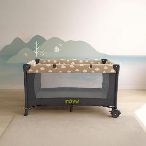 سرير أطفال قابل للطي بعجلات متحركة بنفسجي