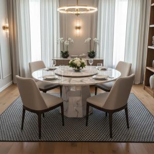 مارفيلا طاولة طعام رخام صناعي بدون كراسي وودي