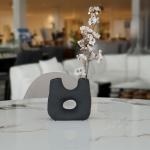 فازة ديكورية سيراميك سوداء وودي