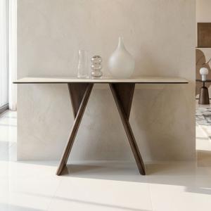 جولين طاولة مدخل بسطح رخام صناعي وودي