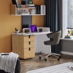 سولد مكتب مع رف خشبي-أبيض 120 سم وودي