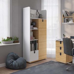 سولد مكتبة كتب خشبي-أبيض وودي