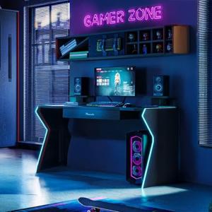 فيونكس مكتب ألعاب مضئ أسود 150 سم وودي