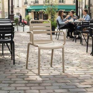 هارفي كرسي للمقاهي والحدائق بمسند يد - بيج N2