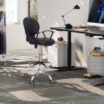 كرسي كونتر جلد أسود وودي