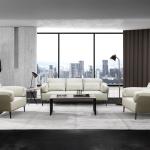 فينا كنب مكتبي ثلاثي جلد بيج وودي