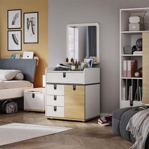 سولد تسريحة مع مرآه خشبي-أبيض وودي