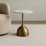 لوكس طاولة خدمة باللون النحاسي - رخام-أبيض