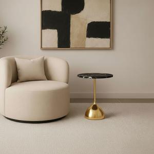 فالنسيا طاولة خدمة بقاعدة باللون الذهبي - رخام أسود