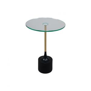 ماريبا طاولة خدمة بقاعدة أسود مع ذهبي - زجاج شفاف